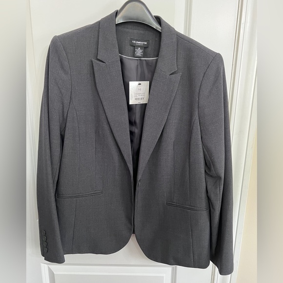 Liz Claiborne Charcoal Suit Jacket/Blazer - Picture 1 of 5